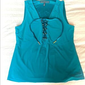 White House Black Market Turquoise Lace-Up Tank Top